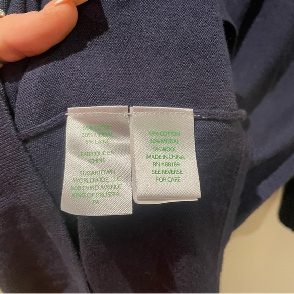 $228 Lilly Pulitzer Faire Off The Shoulder Long Sleeve Knit Dress Navy - Picture 7 of 8